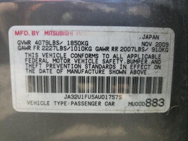 Photo 9 VIN: JA32U1FU5AU017575 - MITSUBISHI LANCER DE 