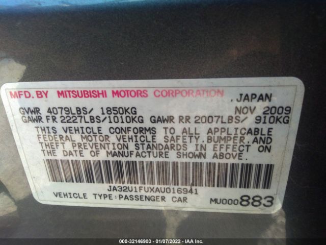 Photo 8 VIN: JA32U1FUXAU016941 - MITSUBISHI LANCER 