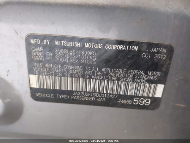 Photo 8 VIN: JA32U2FU0DU013427 - MITSUBISHI LANCER 