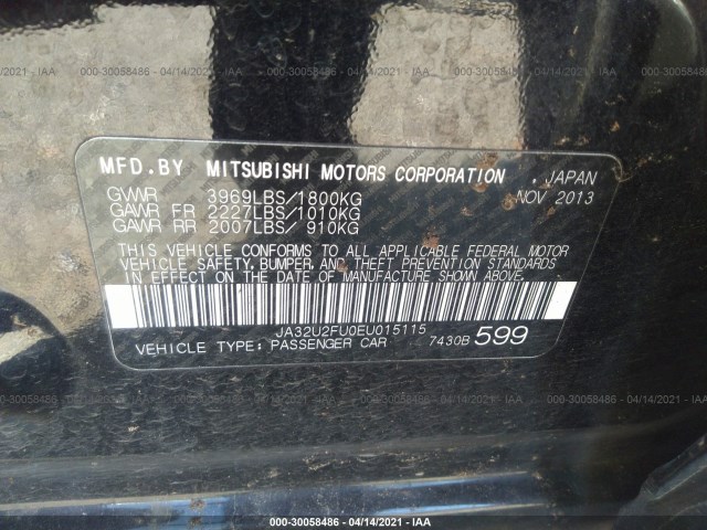 Photo 8 VIN: JA32U2FU0EU015115 - MITSUBISHI LANCER 