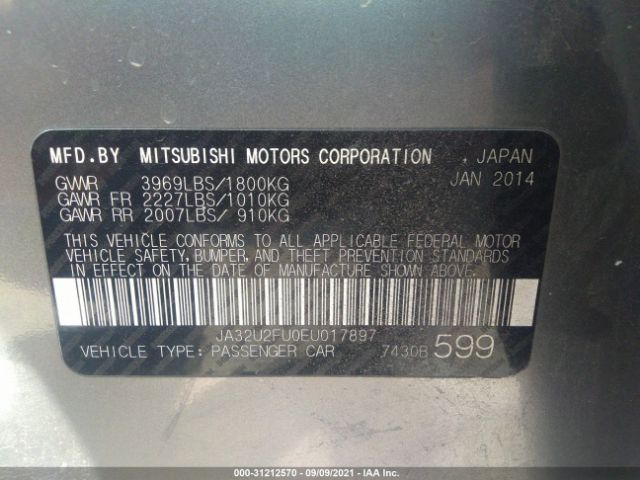 Photo 8 VIN: JA32U2FU0EU017897 - MITSUBISHI LANCER 