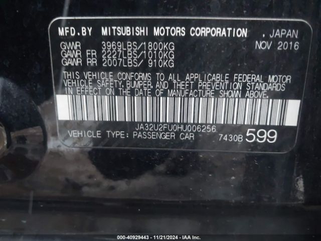 Photo 8 VIN: JA32U2FU0HU006256 - MITSUBISHI LANCER 