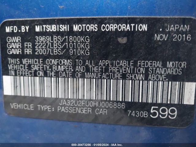 Photo 8 VIN: JA32U2FU0HU006886 - MITSUBISHI LANCER 