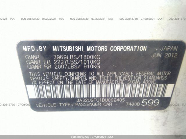 Photo 8 VIN: JA32U2FU1DU002405 - MITSUBISHI LANCER 