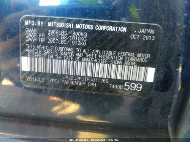 Photo 8 VIN: JA32U2FU1EU011266 - MITSUBISHI LANCER 