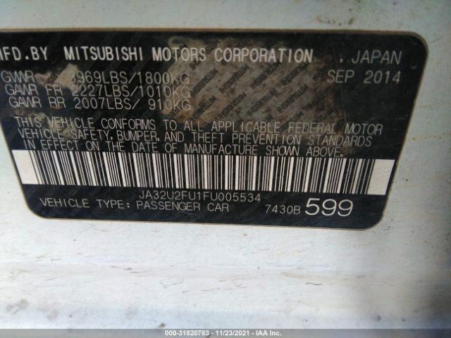 Photo 8 VIN: JA32U2FU1FU005534 - MITSUBISHI LANCER 