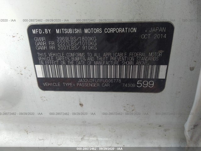 Photo 8 VIN: JA32U2FU1FU006778 - MITSUBISHI LANCER 