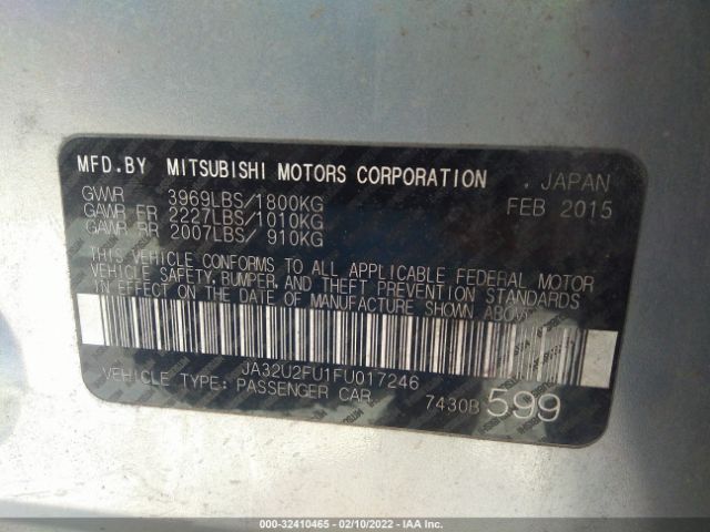 Photo 8 VIN: JA32U2FU1FU017246 - MITSUBISHI LANCER 