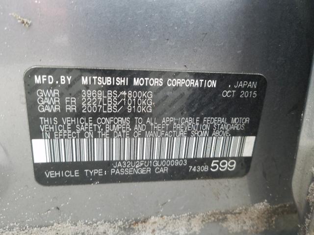 Photo 9 VIN: JA32U2FU1GU000903 - MITSUBISHI LANCER ES 