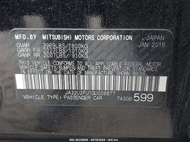 Photo 8 VIN: JA32U2FU1GU006877 - MITSUBISHI LANCER 