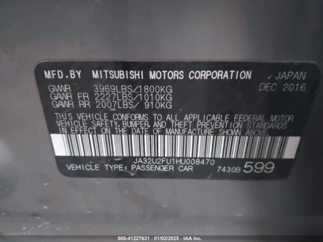 Photo 8 VIN: JA32U2FU1HU008470 - MITSUBISHI LANCER 