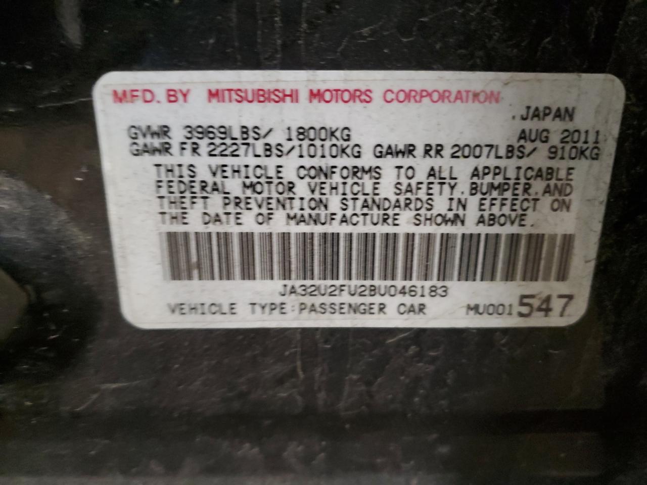 Photo 11 VIN: JA32U2FU2BU046183 - MITSUBISHI LANCER 