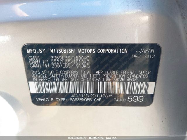 Photo 8 VIN: JA32U2FU2DU017835 - MITSUBISHI LANCER 