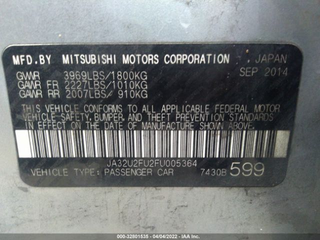 Photo 8 VIN: JA32U2FU2FU005364 - MITSUBISHI LANCER 