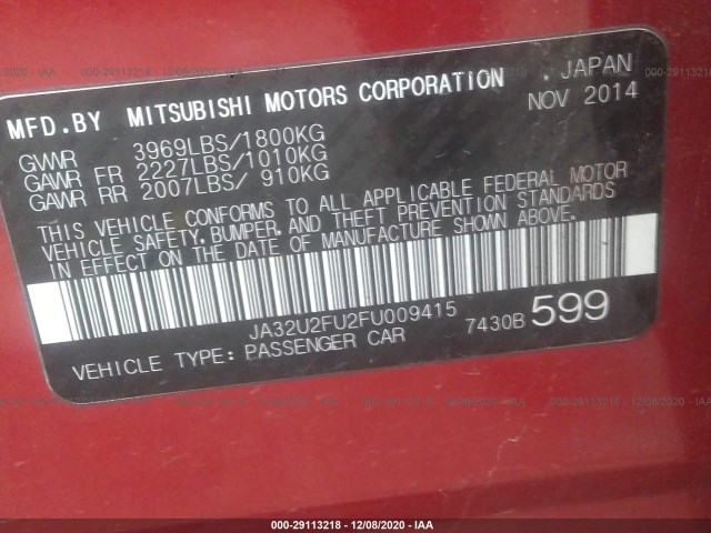 Photo 8 VIN: JA32U2FU2FU009415 - MITSUBISHI LANCER 