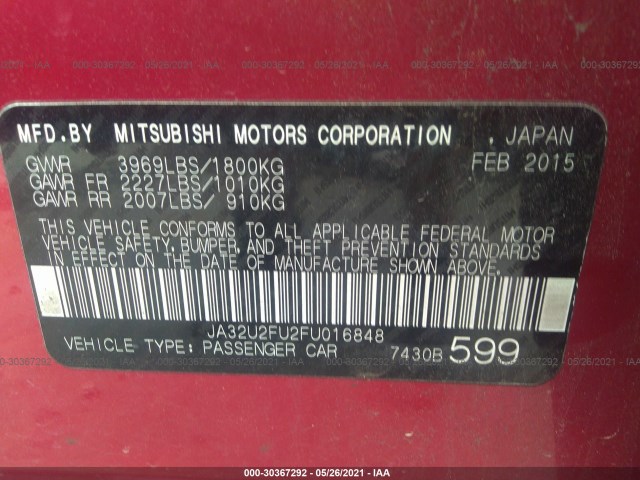 Photo 8 VIN: JA32U2FU2FU016848 - MITSUBISHI LANCER 