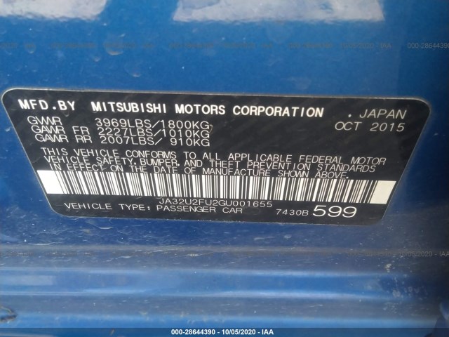 Photo 8 VIN: JA32U2FU2GU001655 - MITSUBISHI LANCER 