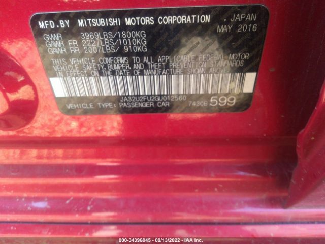 Photo 8 VIN: JA32U2FU2GU012560 - MITSUBISHI LANCER 