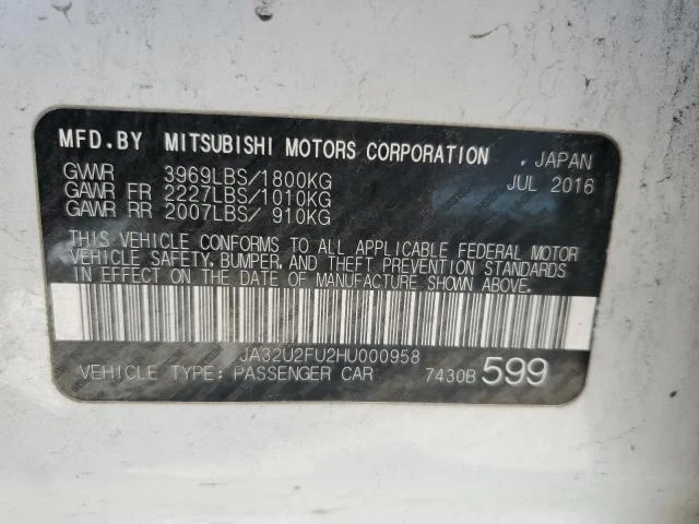 Photo 11 VIN: JA32U2FU2HU000958 - MITSUBISHI LANCER ES 