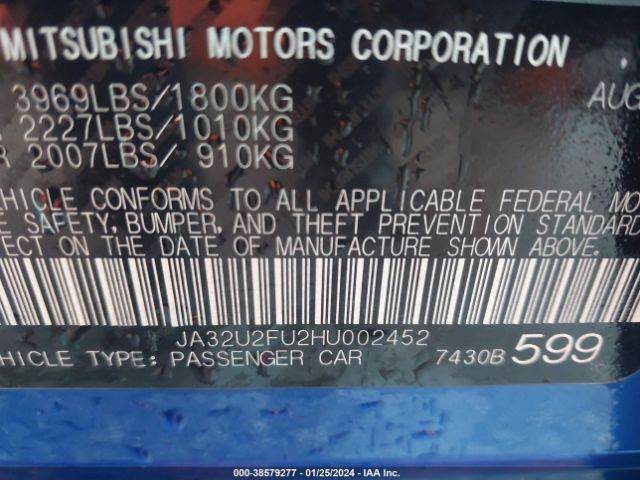 Photo 8 VIN: JA32U2FU2HU002452 - MITSUBISHI LANCER 