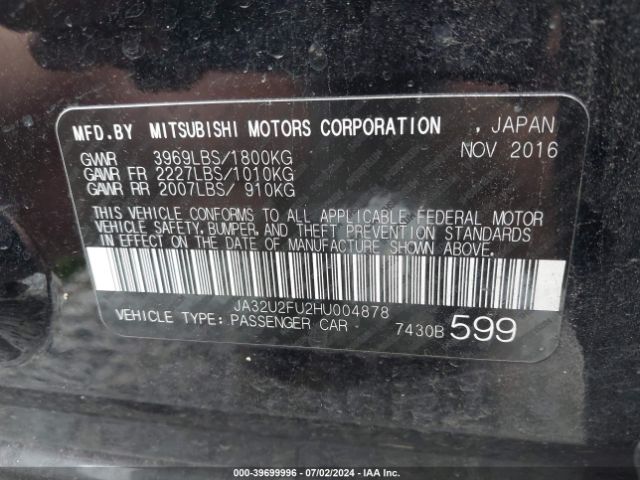 Photo 8 VIN: JA32U2FU2HU004878 - MITSUBISHI LANCER 