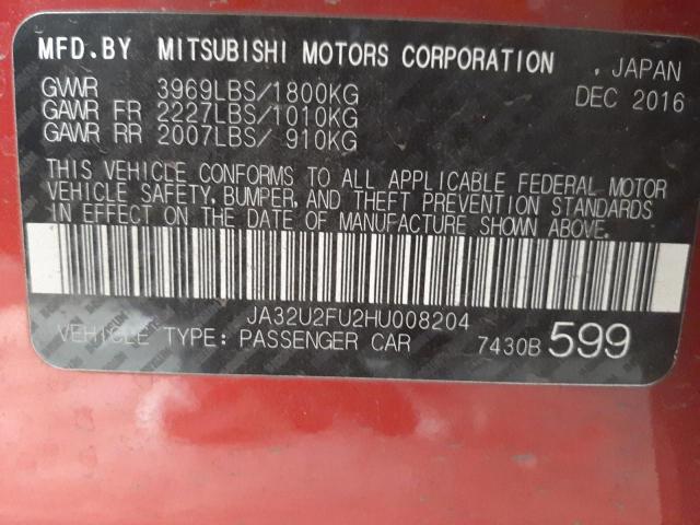 Photo 9 VIN: JA32U2FU2HU008204 - MITSUBISHI LANCER 