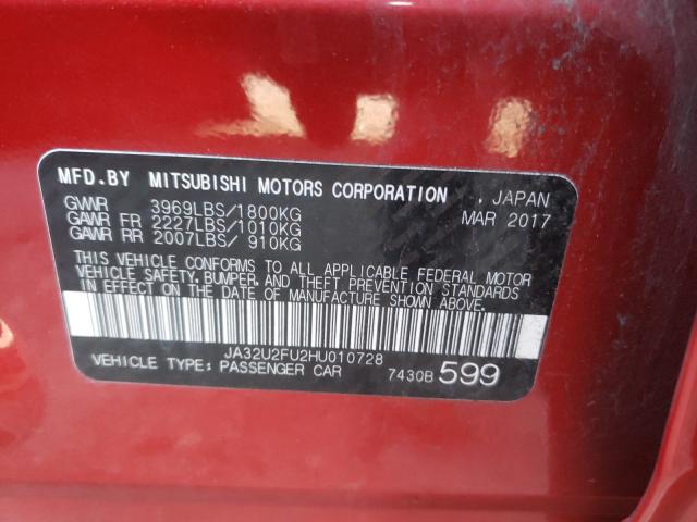 Photo 9 VIN: JA32U2FU2HU010728 - MITSUBISHI LANCER ES 