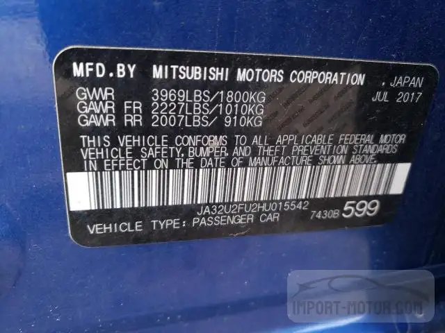 Photo 11 VIN: JA32U2FU2HU015542 - MITSUBISHI LANCER 