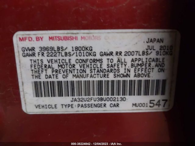 Photo 8 VIN: JA32U2FU3BU002130 - MITSUBISHI LANCER 