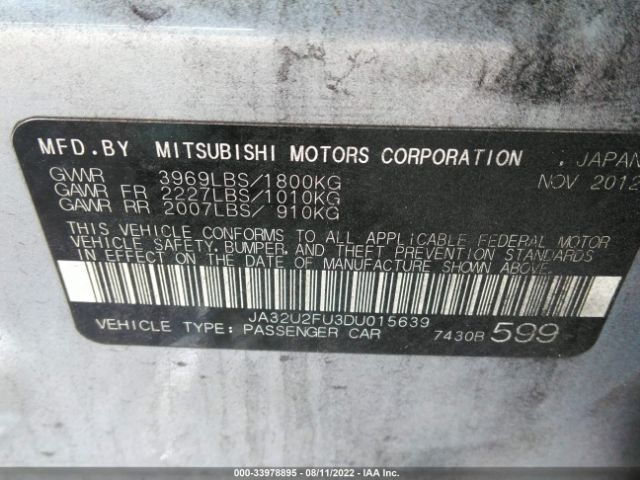 Photo 8 VIN: JA32U2FU3DU015639 - MITSUBISHI LANCER 