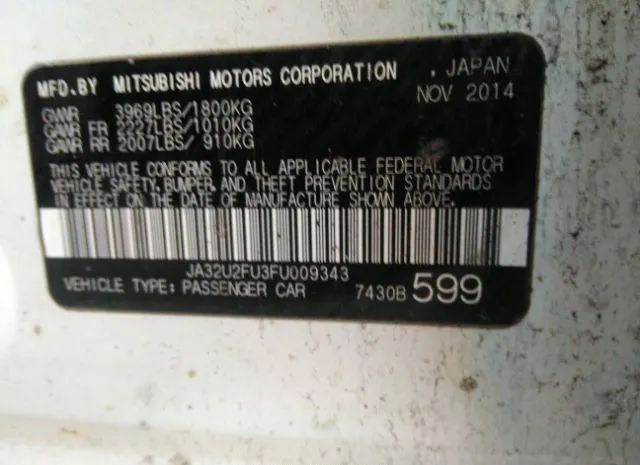 Photo 8 VIN: JA32U2FU3FU009343 - MITSUBISHI LANCER 