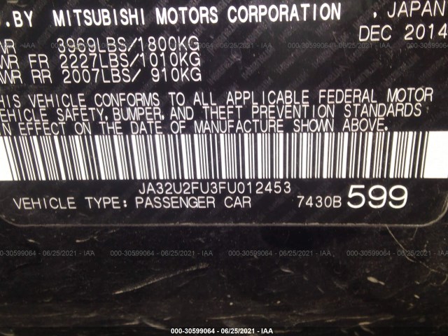 Photo 8 VIN: JA32U2FU3FU012453 - MITSUBISHI LANCER 