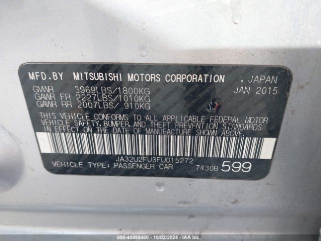 Photo 8 VIN: JA32U2FU3FU015272 - MITSUBISHI LANCER 