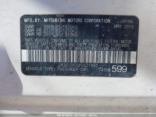 Photo 8 VIN: JA32U2FU3FU021850 - MITSUBISHI LANCER 