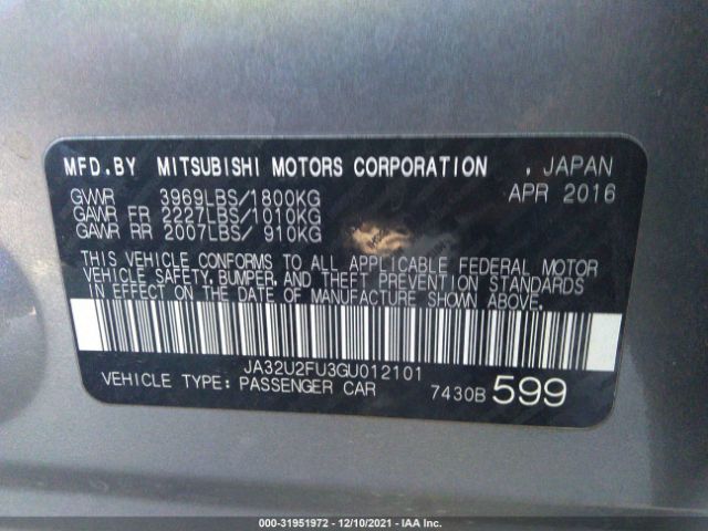 Photo 8 VIN: JA32U2FU3GU012101 - MITSUBISHI LANCER 