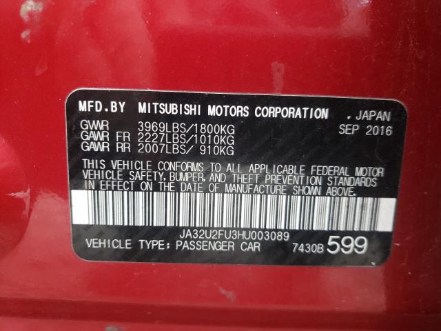 Photo 9 VIN: JA32U2FU3HU003089 - MITSUBISHI LANCER ES 