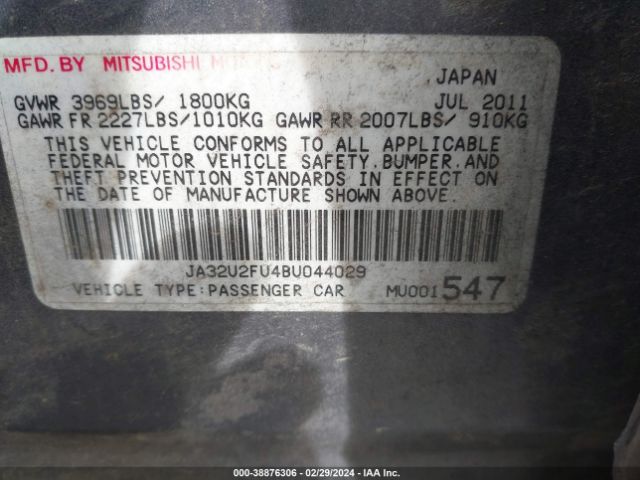 Photo 8 VIN: JA32U2FU4BU044029 - MITSUBISHI LANCER 