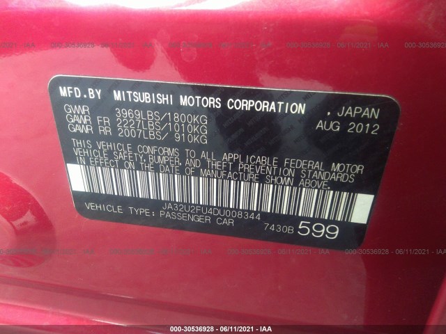 Photo 8 VIN: JA32U2FU4DU008344 - MITSUBISHI LANCER 