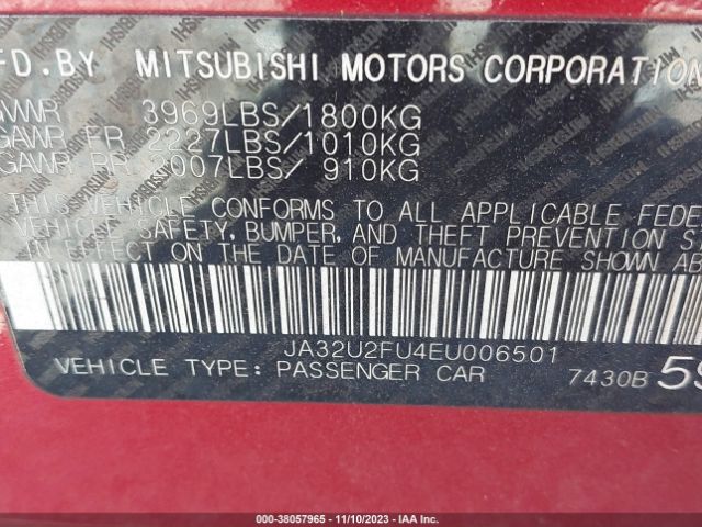 Photo 8 VIN: JA32U2FU4EU006501 - MITSUBISHI LANCER 