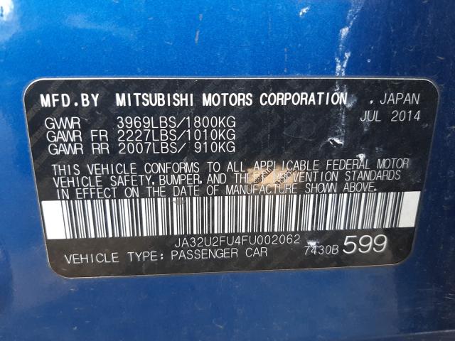 Photo 9 VIN: JA32U2FU4FU002062 - MITSUBISHI LANCER ES 