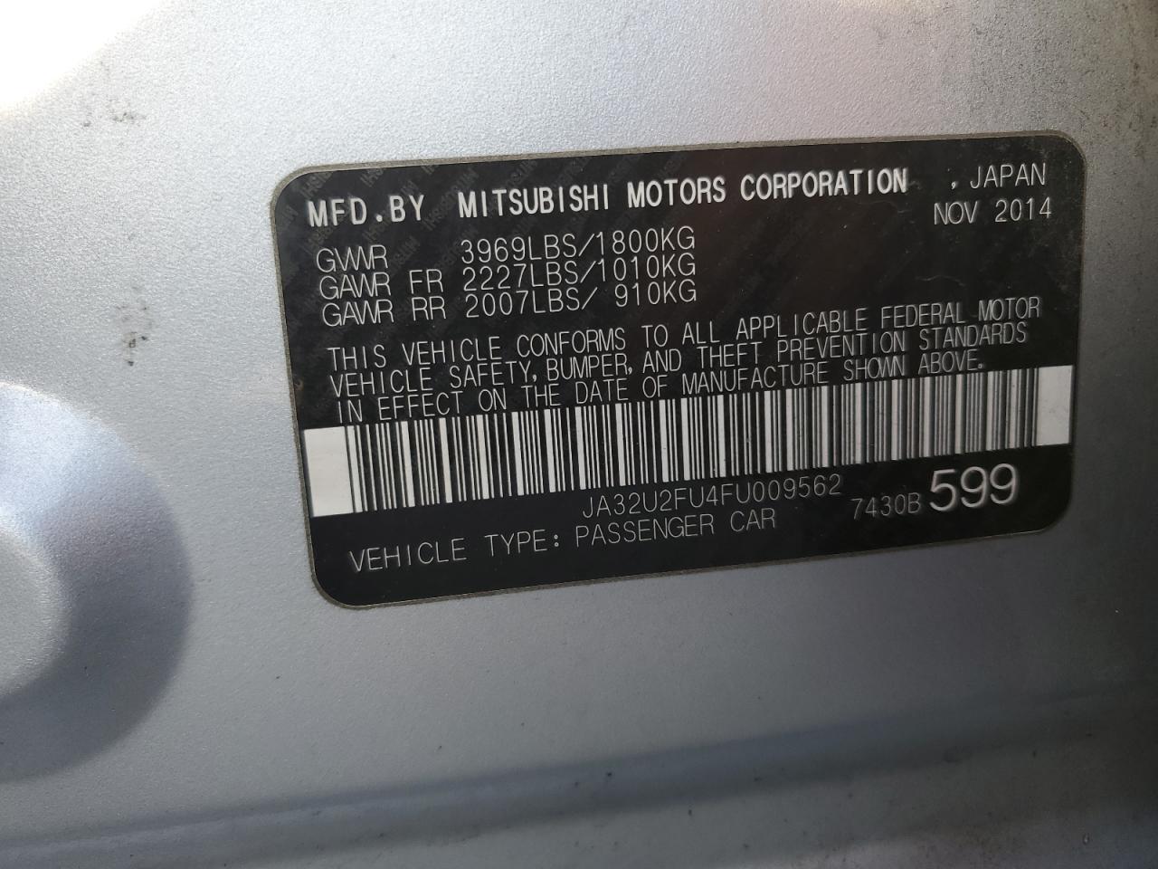 Photo 11 VIN: JA32U2FU4FU009562 - MITSUBISHI LANCER 