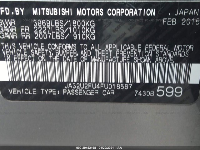 Photo 8 VIN: JA32U2FU4FU018567 - MITSUBISHI LANCER 