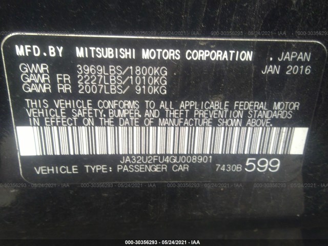 Photo 8 VIN: JA32U2FU4GU008901 - MITSUBISHI LANCER 