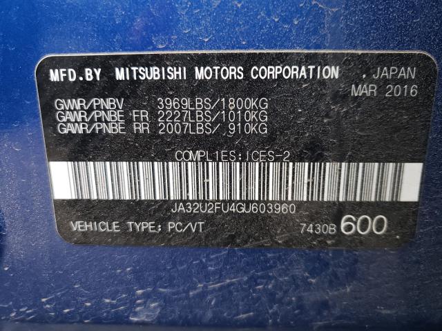 Photo 9 VIN: JA32U2FU4GU603960 - MITSUBISHI LANCER ES 