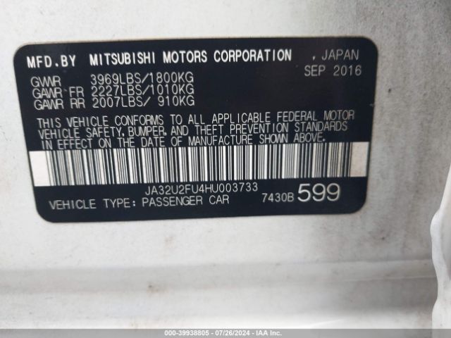 Photo 8 VIN: JA32U2FU4HU003733 - MITSUBISHI LANCER 