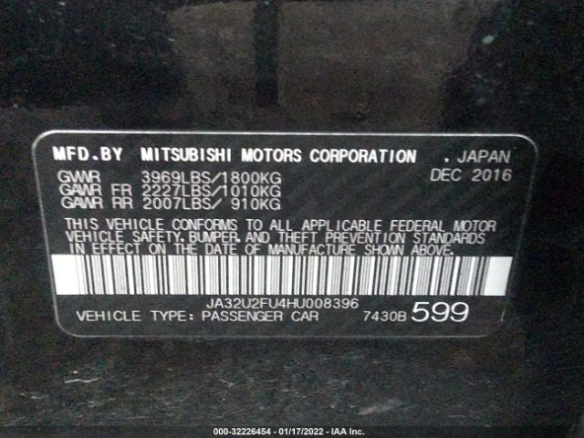 Photo 8 VIN: JA32U2FU4HU008396 - MITSUBISHI LANCER 