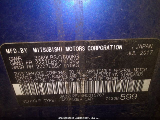 Photo 8 VIN: JA32U2FU4HU015767 - MITSUBISHI LANCER 