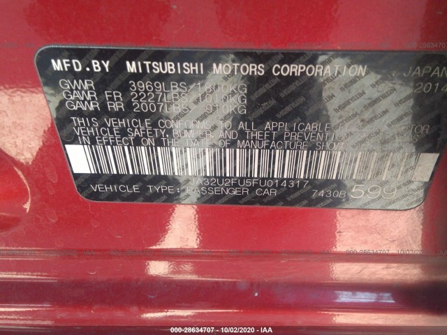 Photo 8 VIN: JA32U2FU5FU014317 - MITSUBISHI LANCER 