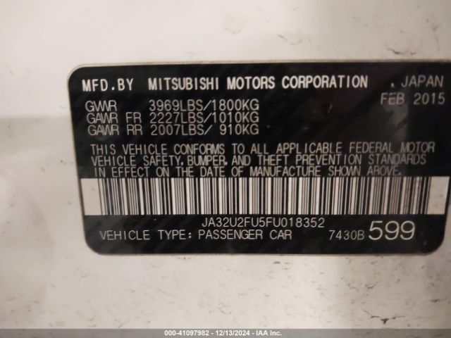 Photo 8 VIN: JA32U2FU5FU018352 - MITSUBISHI LANCER 