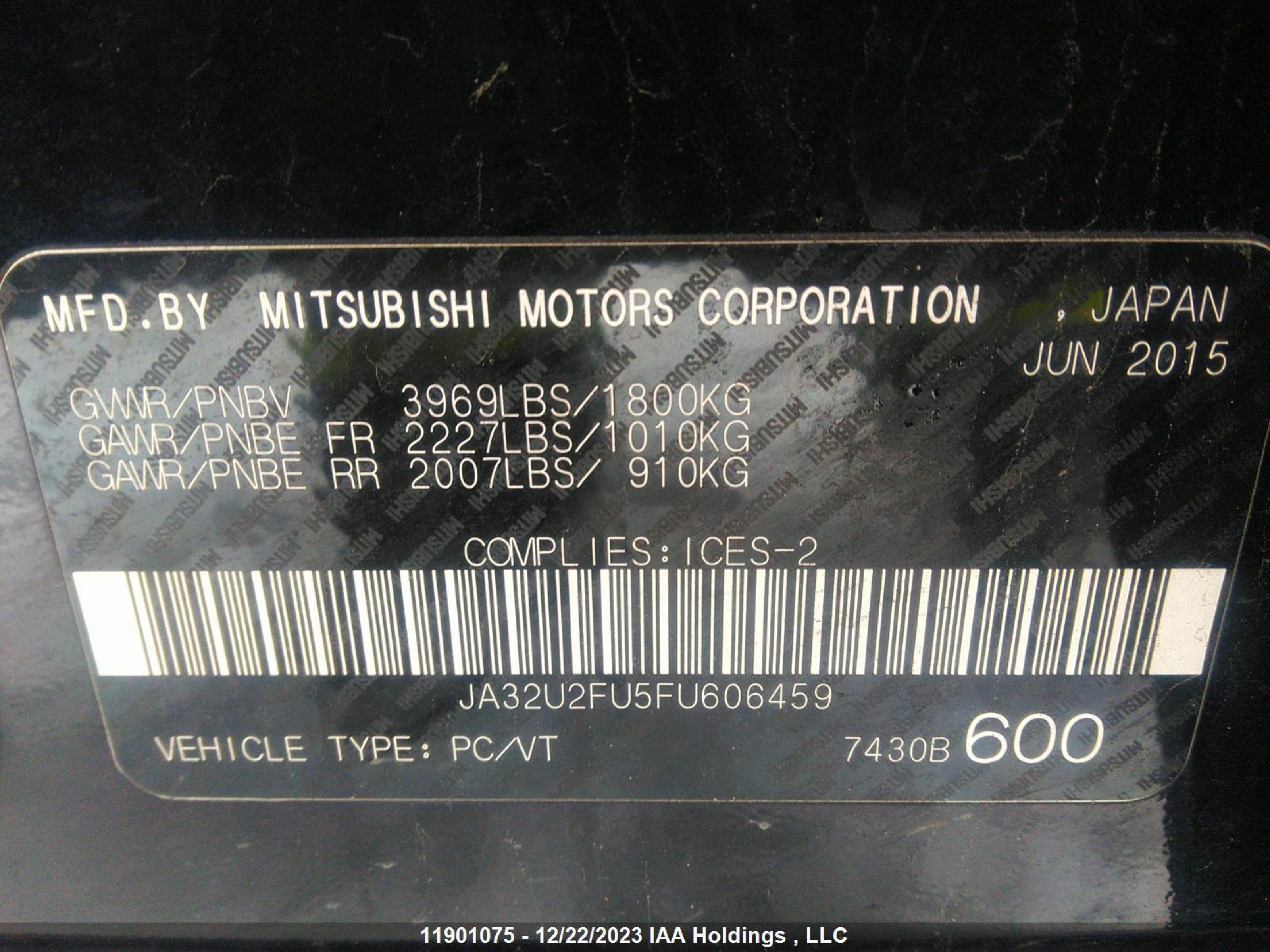 Photo 8 VIN: JA32U2FU5FU606459 - MITSUBISHI LANCER 